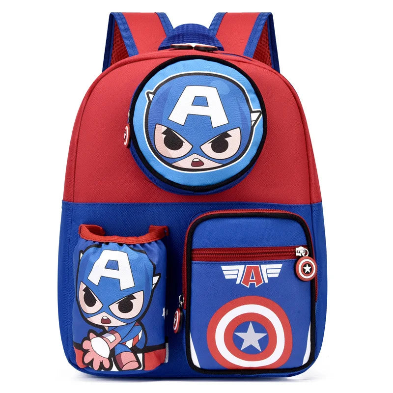 Mochila Infantil Escolar - Homem-Aranha, Homem de Ferro e Capitão América